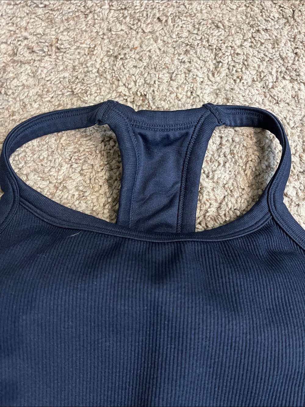 Amazon Women's Navy High Neck Racerback Sports Bra - Picture 3 of 6